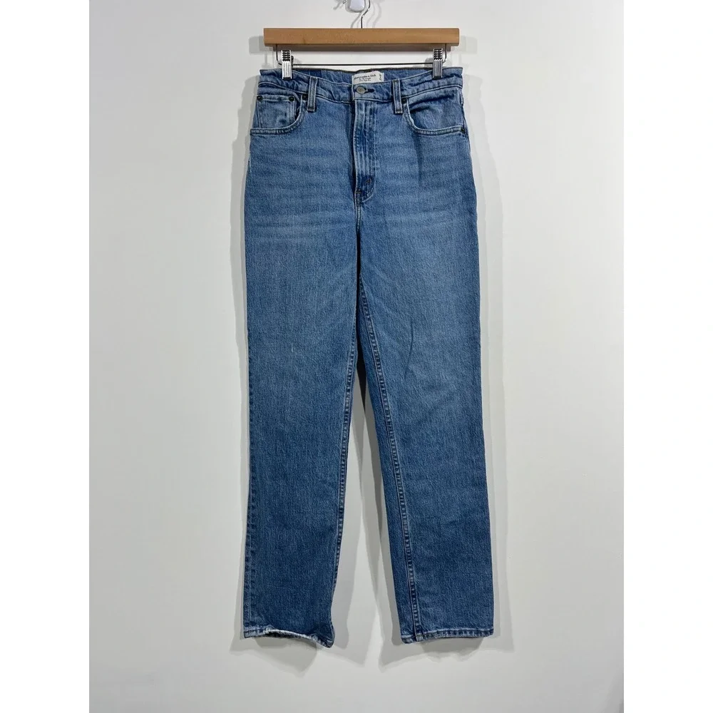 Abercrombie &‎ Fitch The 90s Straight Ultra High Rise Jeans Medium Wash 28 6R